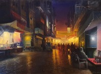 Zulfiqar Ali Zulfi, Towards Kotwali, 30 x 40 Inch, Oil on Canvas, Cityscape Painting-AC-ZUZ-081